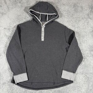 Carbon 2 Cobalt Waffle Knit Thermal Henley Hoodie Gray Shirt Size XL